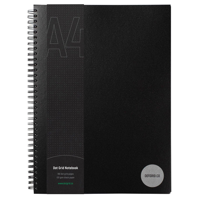 A4 Spiral Dot Grid Notebook With Dotted Black Pages – Dotgrid