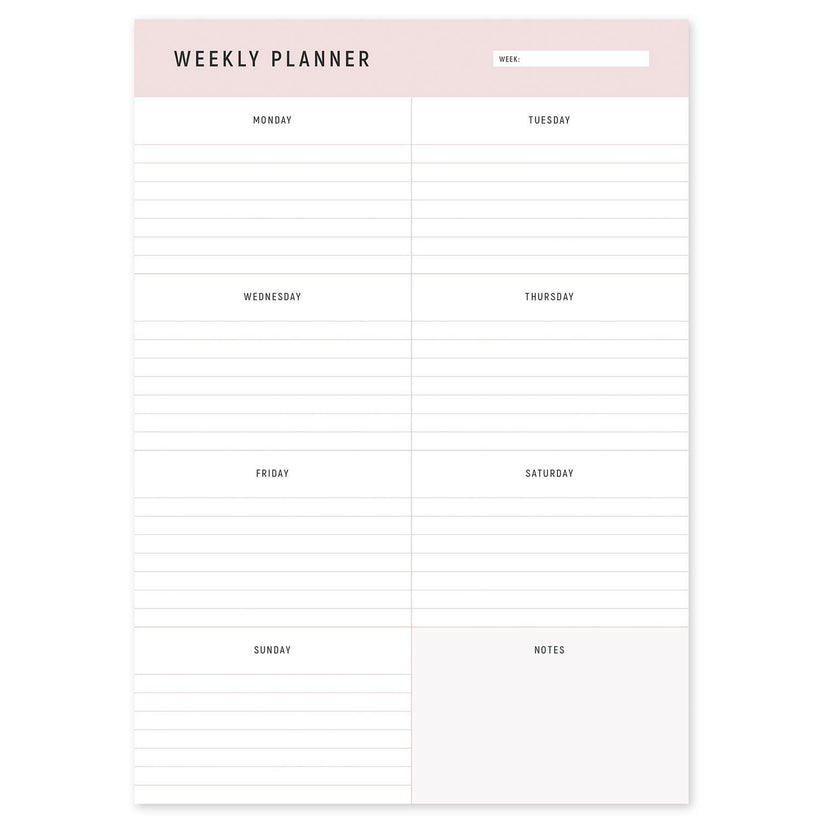 Pink Portrait A4 Weekly Planner Desk Pad – Dotgrid